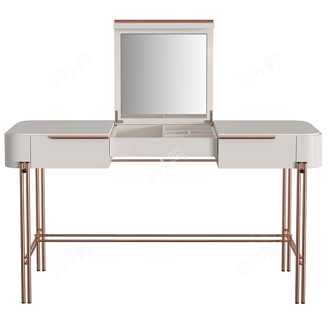 Bamboo Dressing Table: Modern Style with Mirror & Drawers 3D model image 3