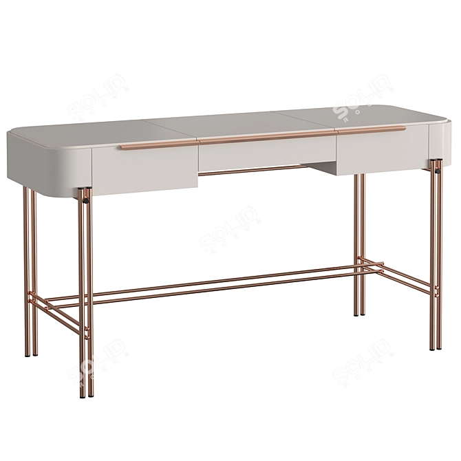 Bamboo Dressing Table: Modern Style with Mirror & Drawers 3D model image 4