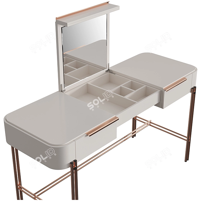 Bamboo Dressing Table: Modern Style with Mirror & Drawers 3D model image 5