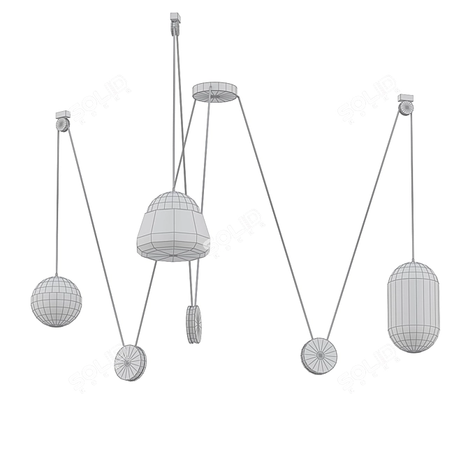 Stunning Blown Glass Pendant Lamp 3D model image 2