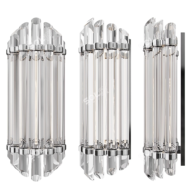 Polished Nickel Glass Wall Sconce 3D model image 1