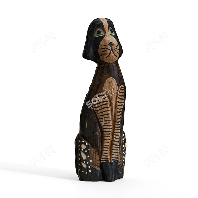 Playful Pup Dog Figurine 3D model image 1