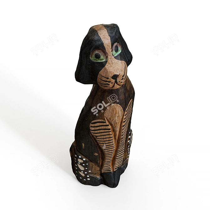 Playful Pup Dog Figurine 3D model image 2