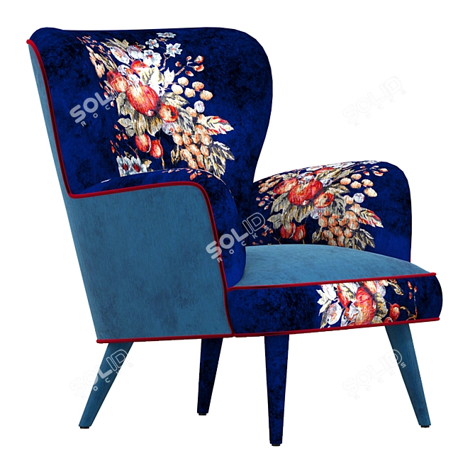 Pomegranate Blues Gobelin Armchair: Timeless Elegance 3D model image 1