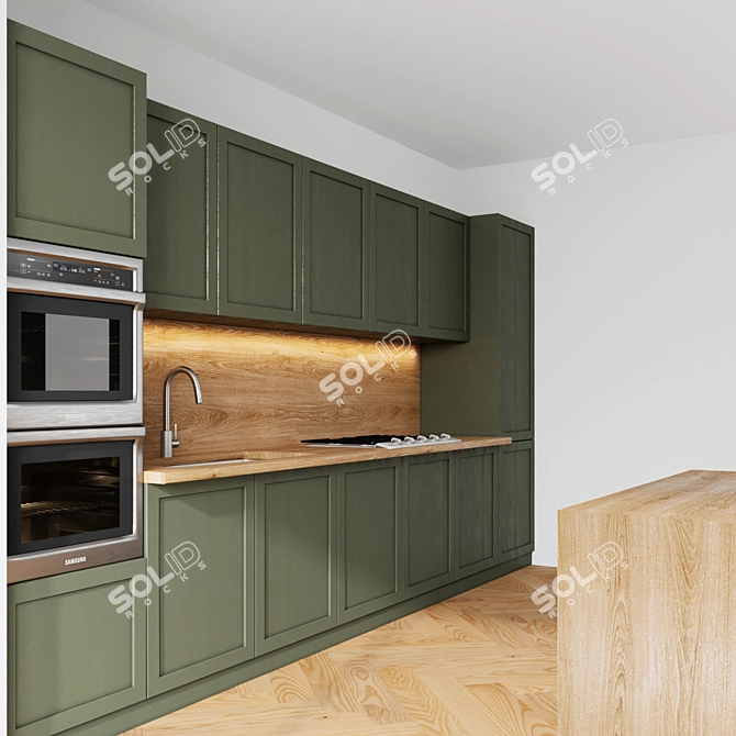 Title: Eco-Friendly Green Kitchen Island 3D model image 2