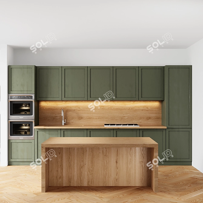 Title: Eco-Friendly Green Kitchen Island 3D model image 3