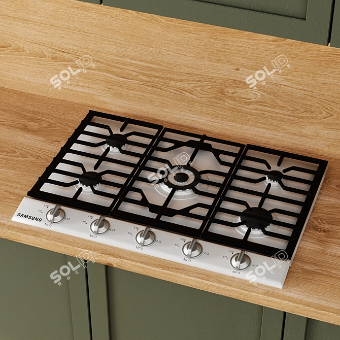 Title: Eco-Friendly Green Kitchen Island 3D model image 6