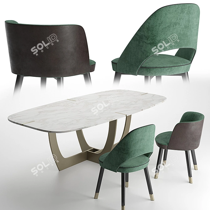 Colette & Romeo: Elegant Armchair and Table Set 3D model image 2