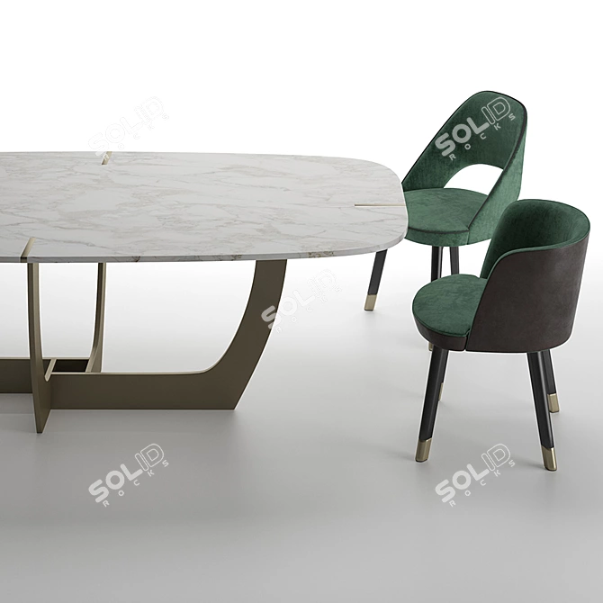 Colette & Romeo: Elegant Armchair and Table Set 3D model image 3