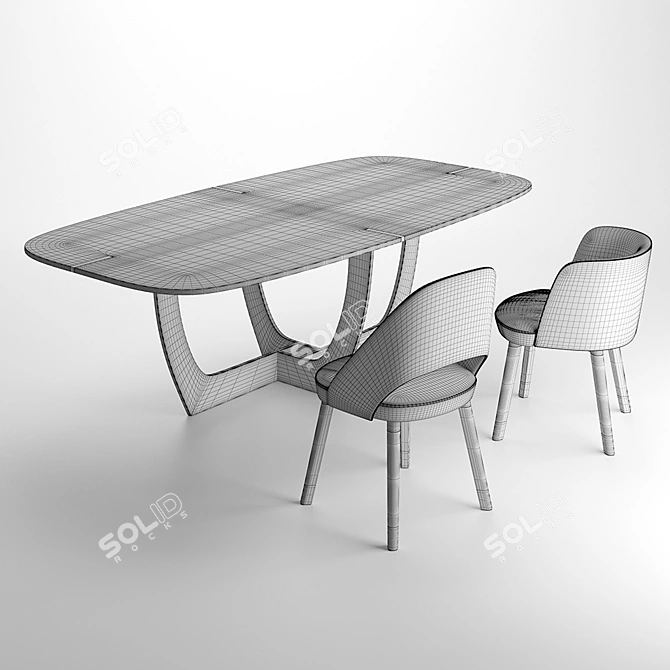 Colette & Romeo: Elegant Armchair and Table Set 3D model image 6