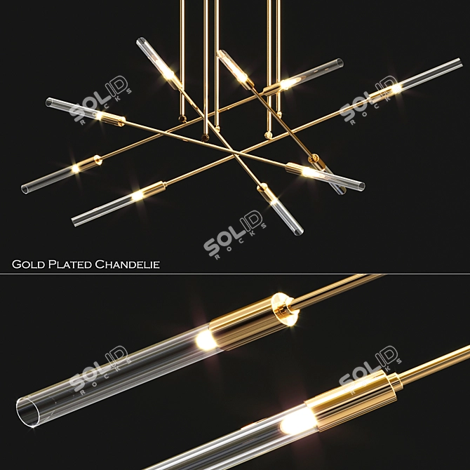 Modern Luxe Gold Chandelier 3D model image 4