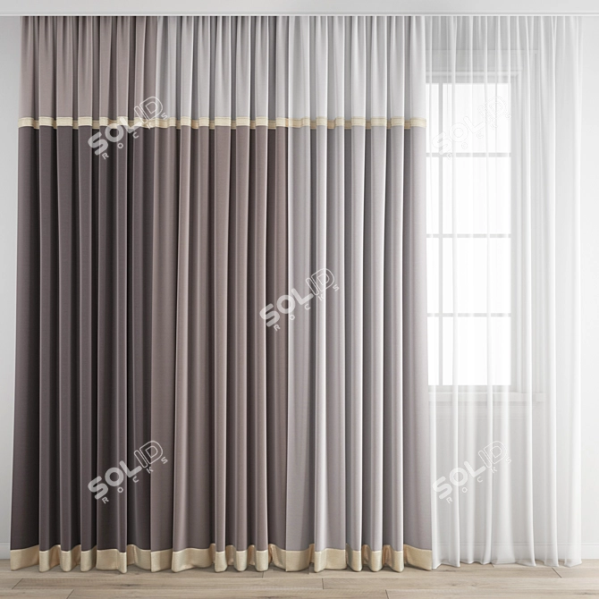 Polygonal Model Curtain Set 3D model image 1