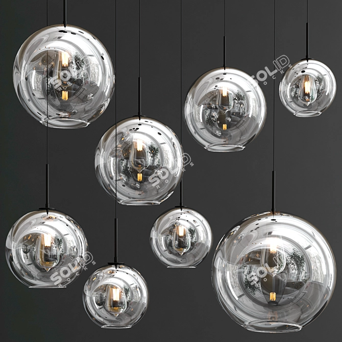 Elegant Glass Pendant Light 3D model image 2