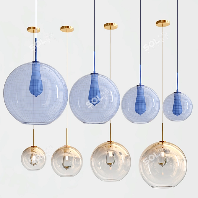 Elegant Glass Pendant Light 3D model image 3