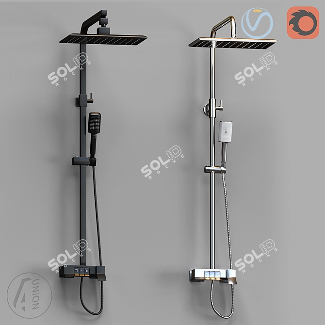 Modern Adjustable Shower System 3D model image 1