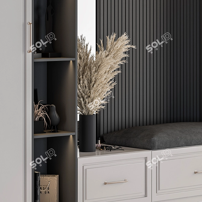 Sleek Gray and Black Hallway Set 3D model image 3