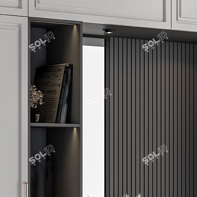 Sleek Gray and Black Hallway Set 3D model image 4