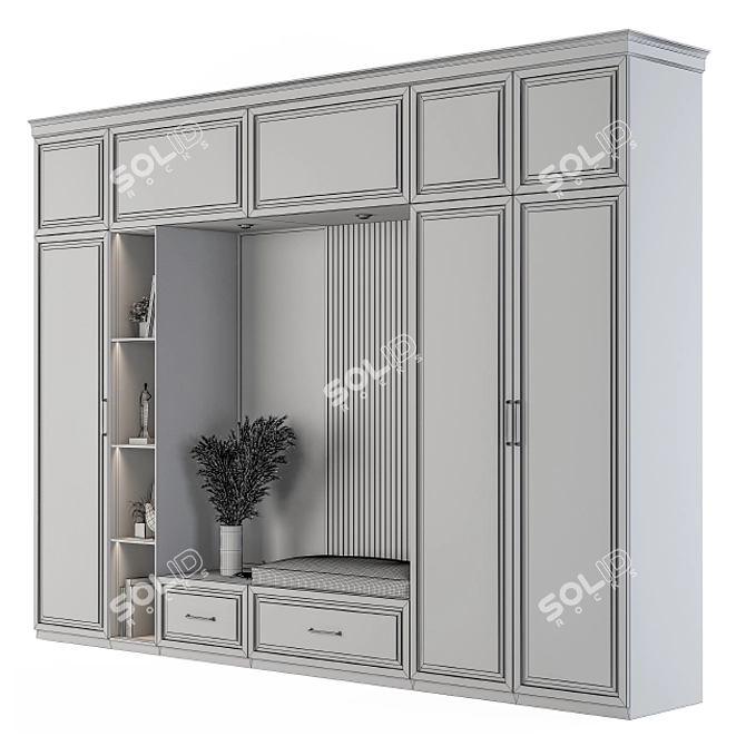 Sleek Gray and Black Hallway Set 3D model image 5