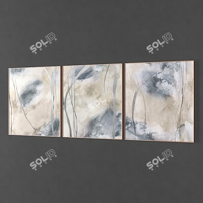 Elegant Collection: 3 Framed Paintings 3D model image 2