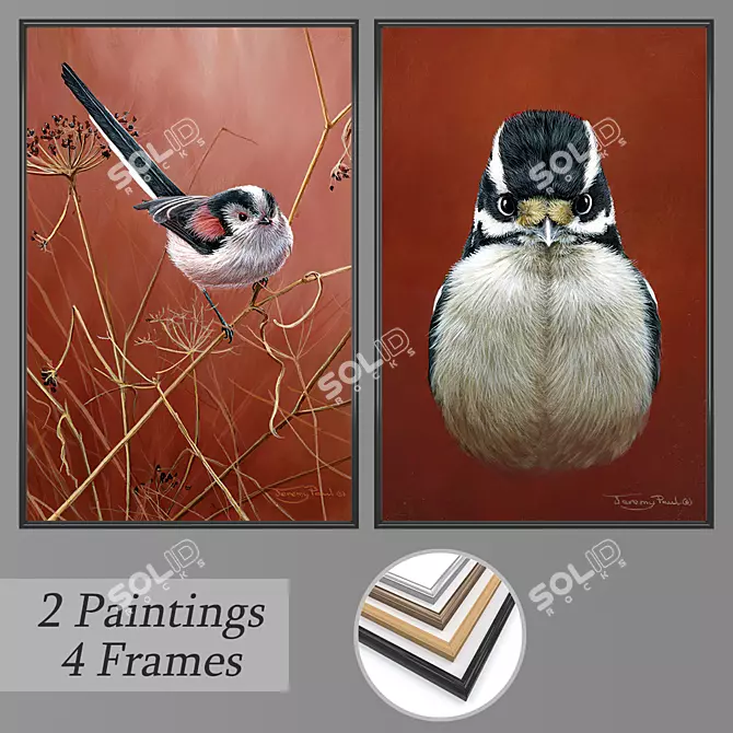 Modern Artset: Set of 2 Wall Paintings 3D model image 1