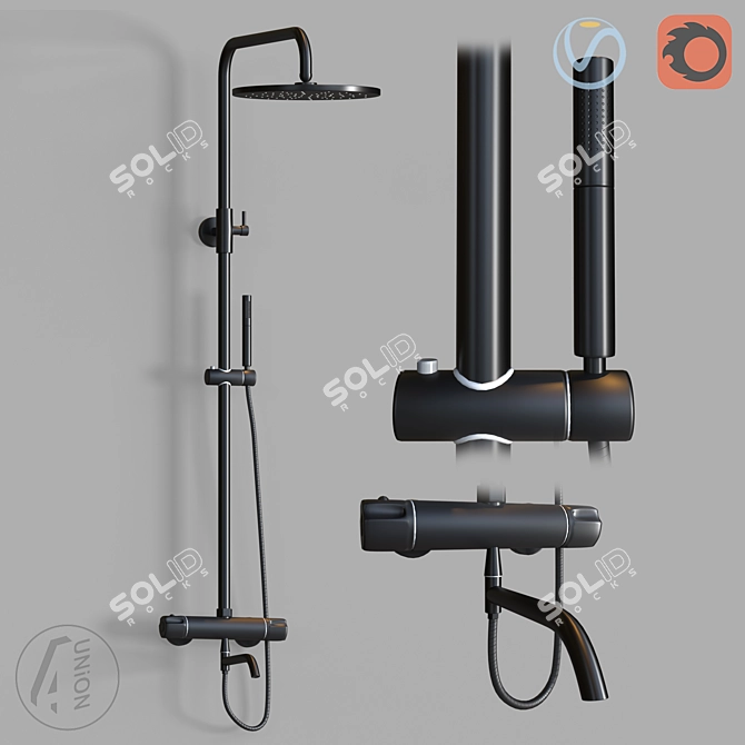 Adjustable Height Shower Bath System 3D model image 1