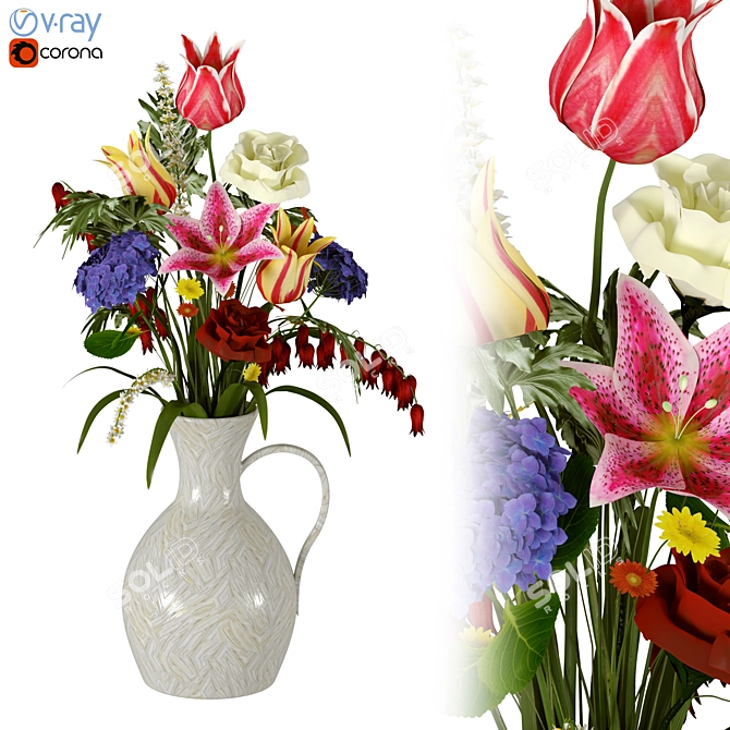 Spline-Edit Poly Flower Vase 3D model image 5