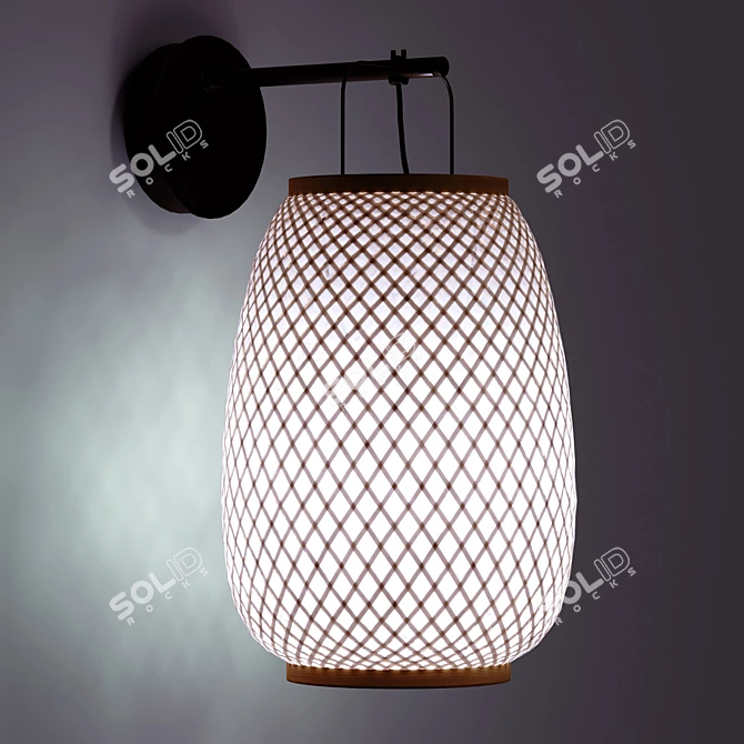 Handcrafted Bamboo Wall Lamp Titouan 3D model image 2