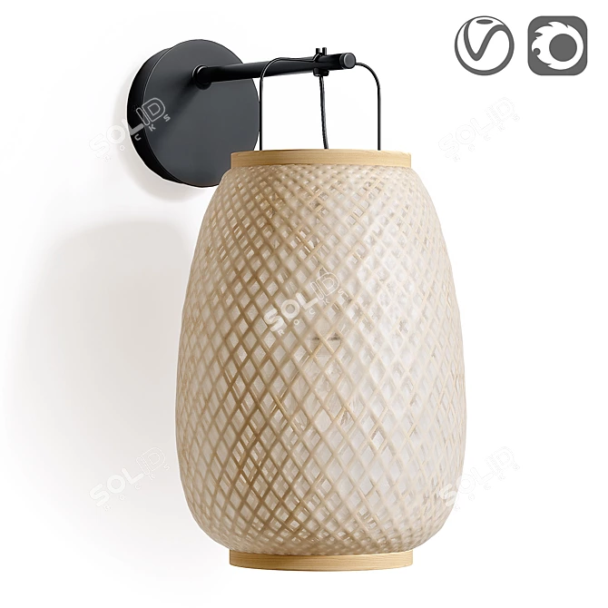 Handcrafted Bamboo Wall Lamp Titouan 3D model image 5