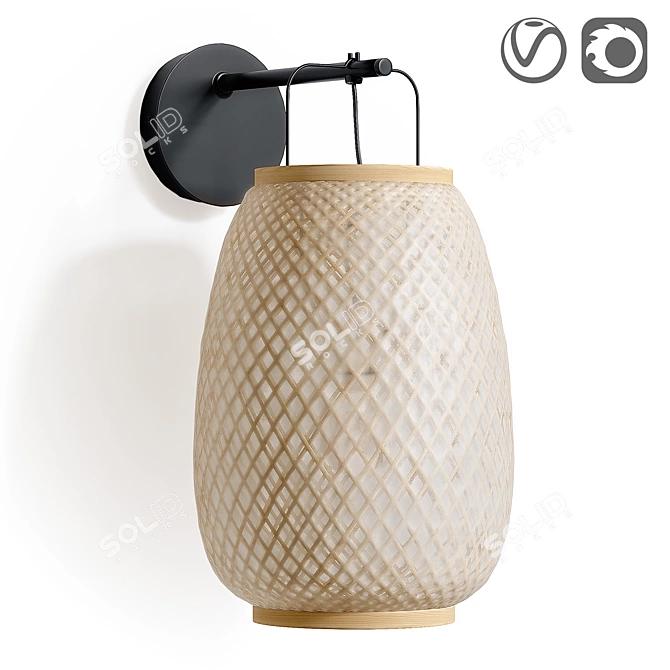 Handcrafted Bamboo Wall Lamp Titouan 3D model image 6