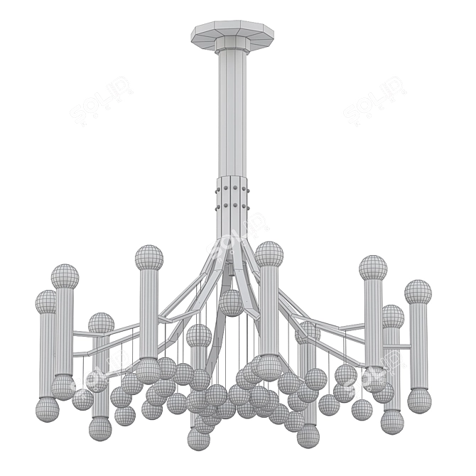 Italian Chrome Glass Chandelier 3D model image 2