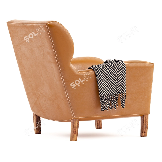 Luxury Leather Lounge Armchair 3D model image 3