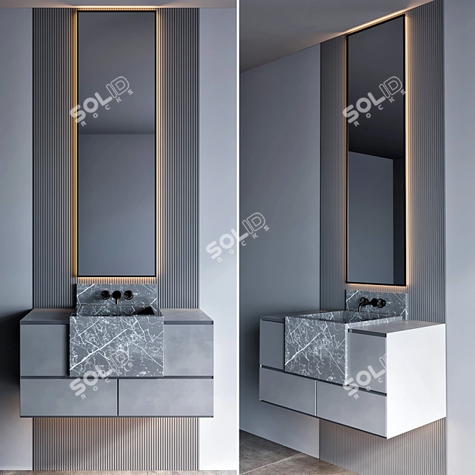 Modern 100cm Bathroom Furniture 3D model image 1