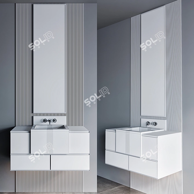 Modern 100cm Bathroom Furniture 3D model image 3