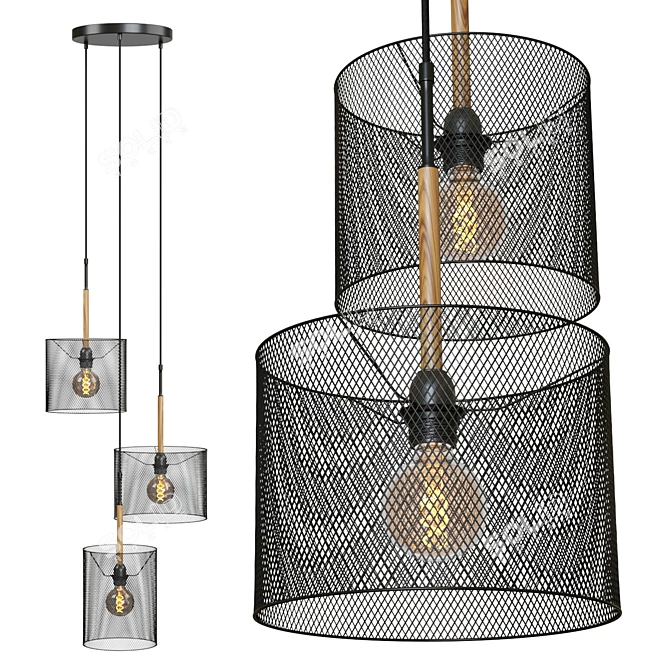 Modern Lucide Baskett Chandelier: Elegant Edison Lighting 3D model image 1