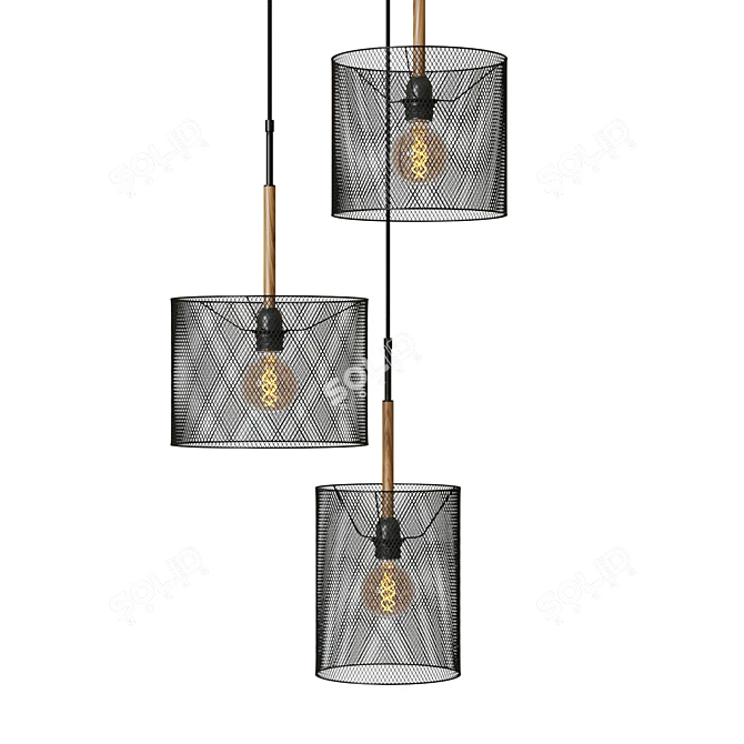 Modern Lucide Baskett Chandelier: Elegant Edison Lighting 3D model image 2