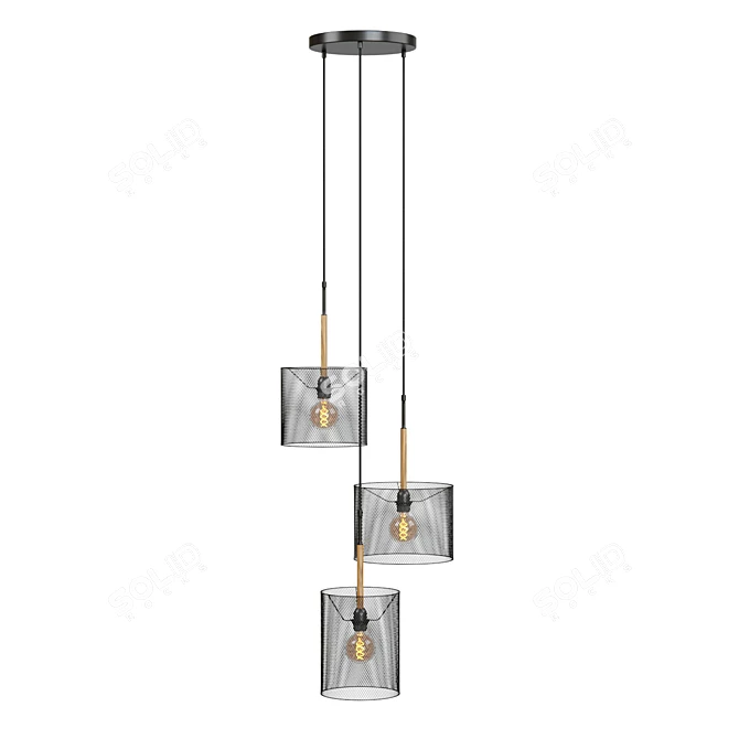 Modern Lucide Baskett Chandelier: Elegant Edison Lighting 3D model image 3