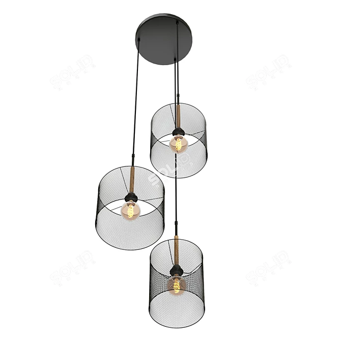 Modern Lucide Baskett Chandelier: Elegant Edison Lighting 3D model image 6