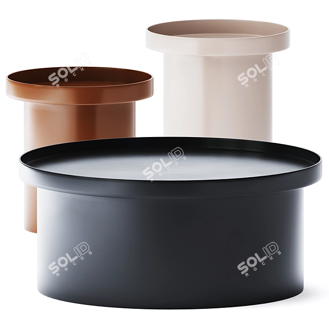 Modern Metal Round Coffee Tables 3D model image 1