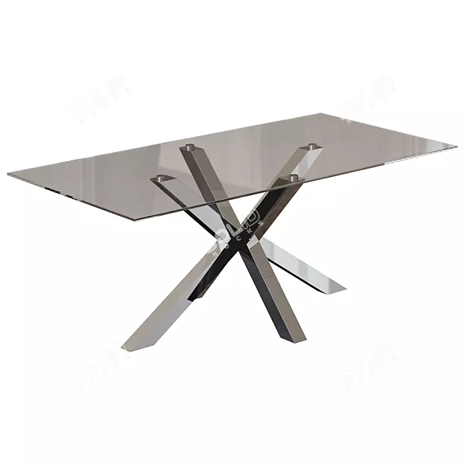 Modern Glass and Metal Table 3D model image 1