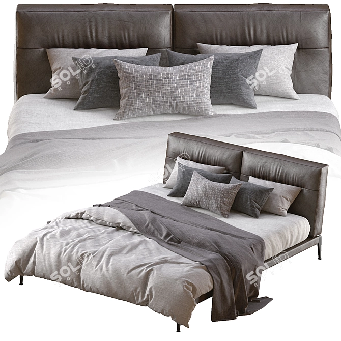 Luxury Adda Leather Bed by Flexform 3D model image 2