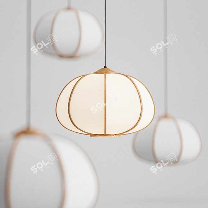 Bamboo Pendant Light: Minimalist Eco-Chic 3D model image 7