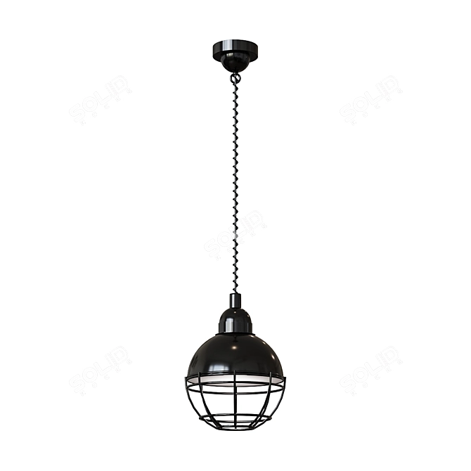 Elegant Black Pendant Lamp 3D model image 1