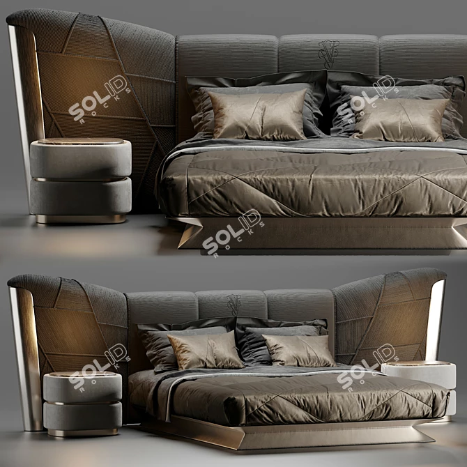 Luxury Plaza Bed: Visionnaire's Masterpiece 3D model image 1