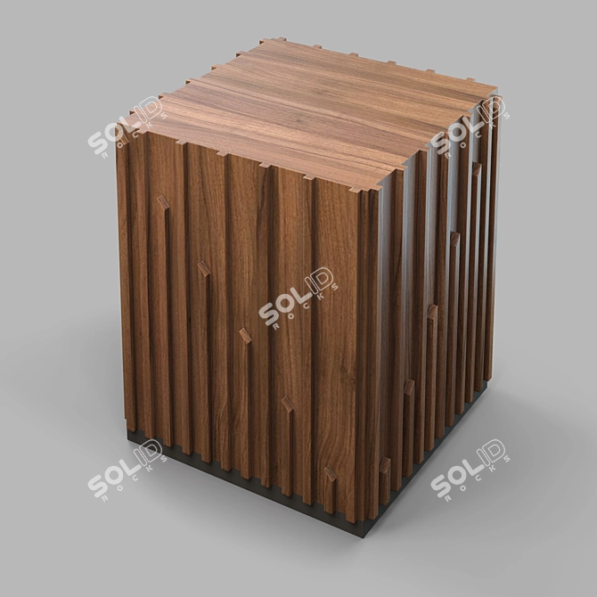 Modern Menorca Side Table: Walnut Finish, Reeded Design 3D model image 1