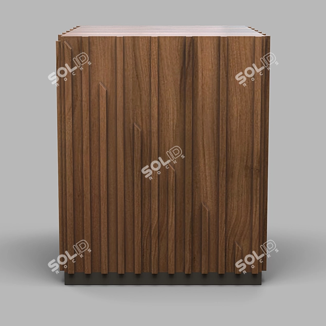 Modern Menorca Side Table: Walnut Finish, Reeded Design 3D model image 2