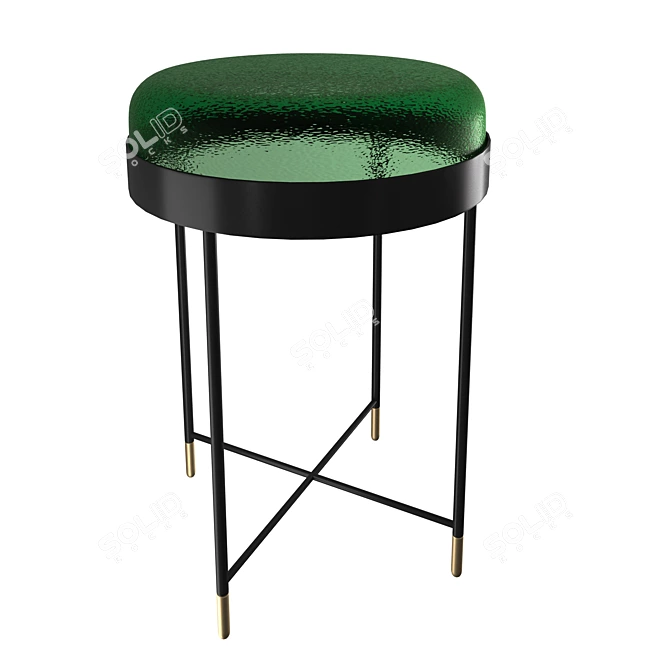 Sophisticated Bilboquet Pedestal Table: Blown Glass & Steel 3D model image 2