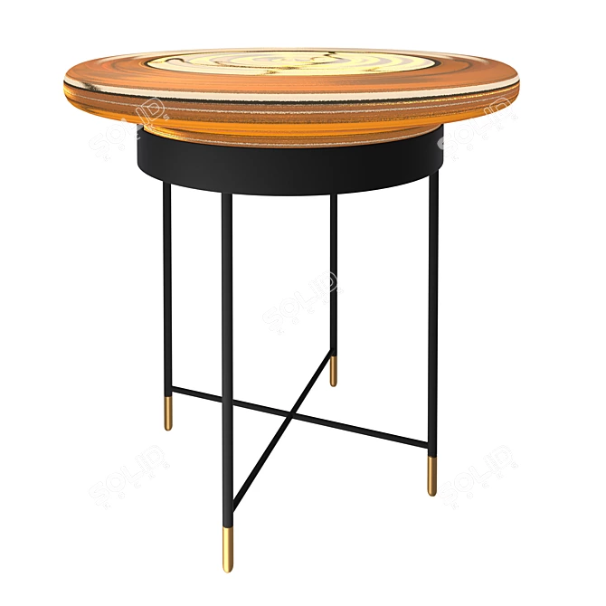 Sophisticated Bilboquet Pedestal Table: Blown Glass & Steel 3D model image 3