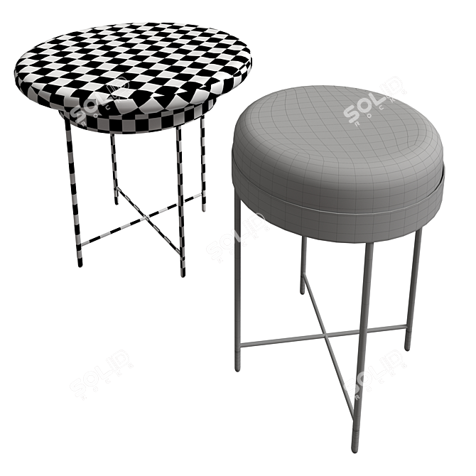 Sophisticated Bilboquet Pedestal Table: Blown Glass & Steel 3D model image 4