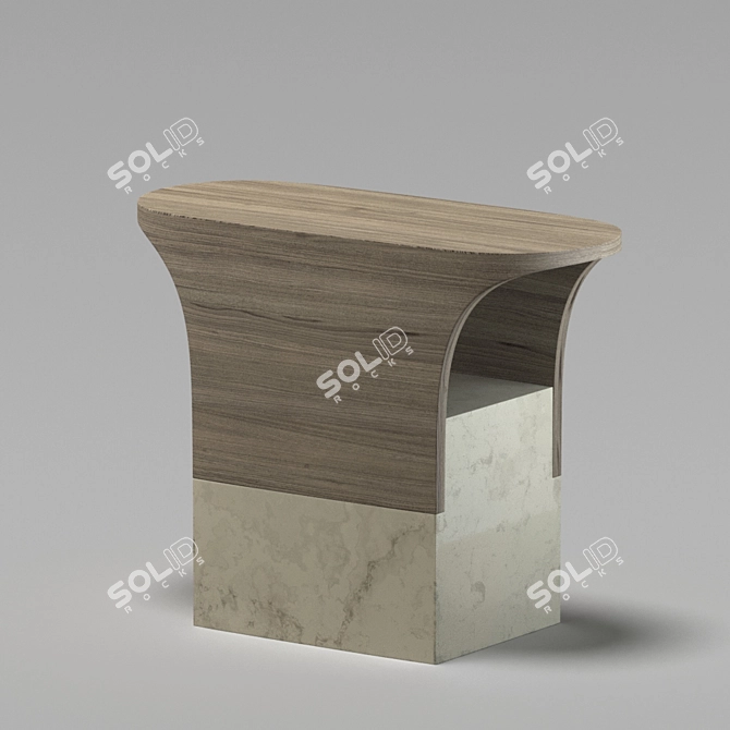 Elegant Spruce & Marble Side Table 3D model image 1