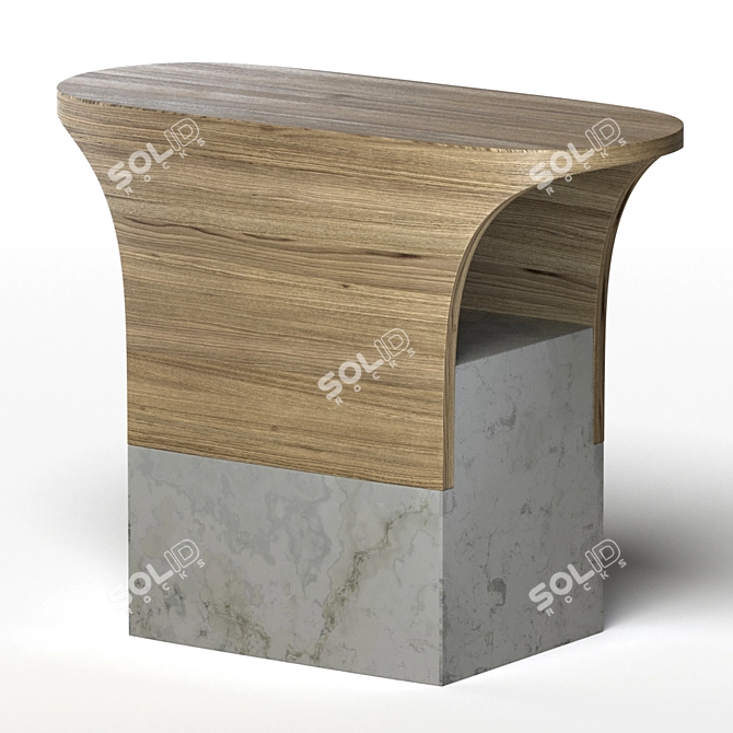 Elegant Spruce & Marble Side Table 3D model image 5